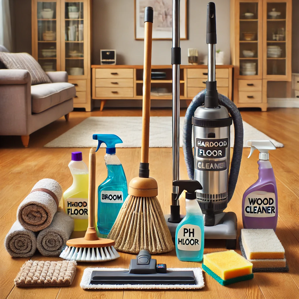 image of cleaning tools neatly arranged