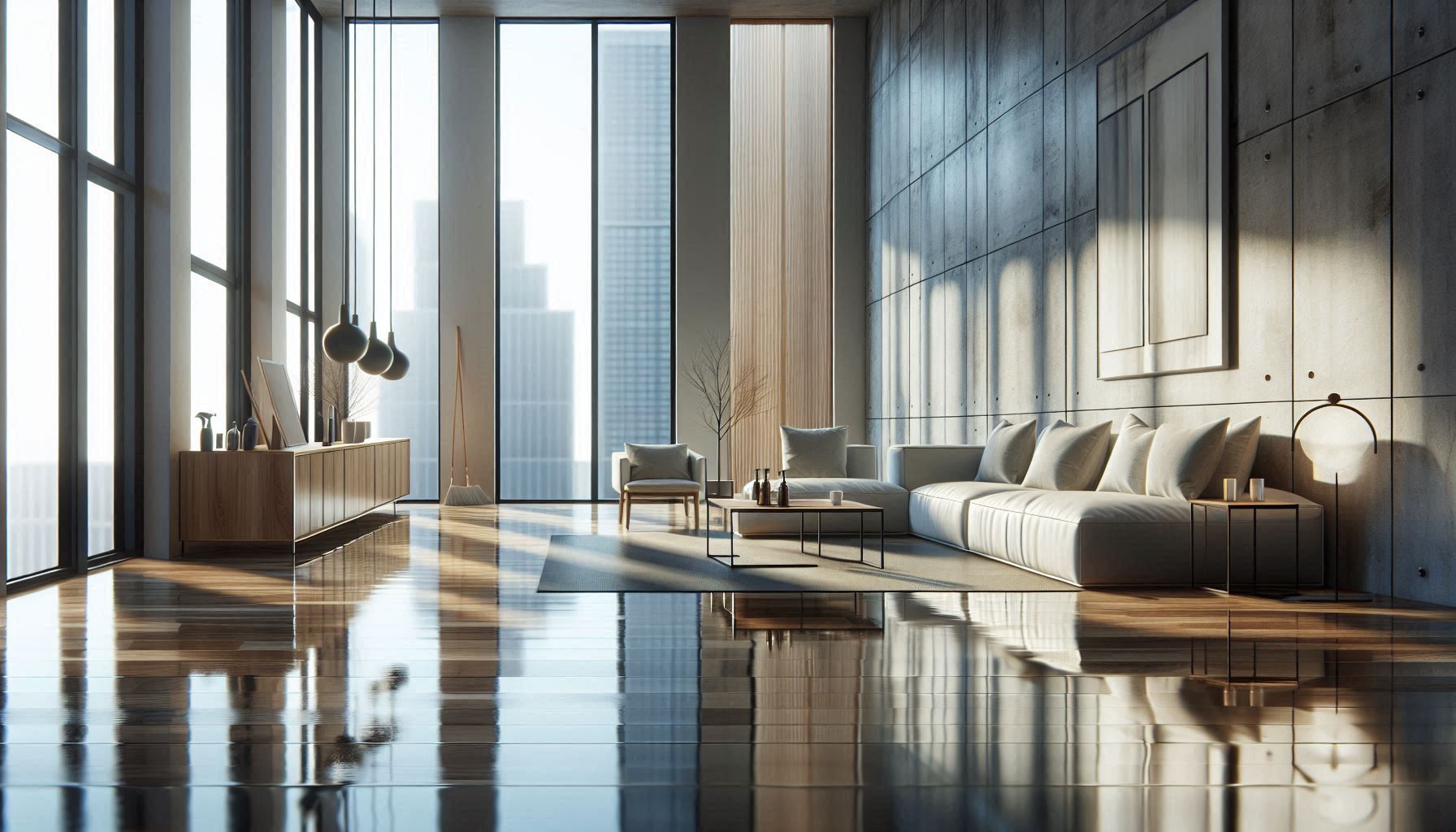 A sparkling clean LVP floor in a modern living room