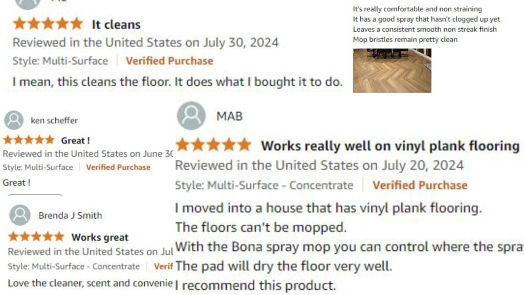 positive customer reviews of bona floor cleaner